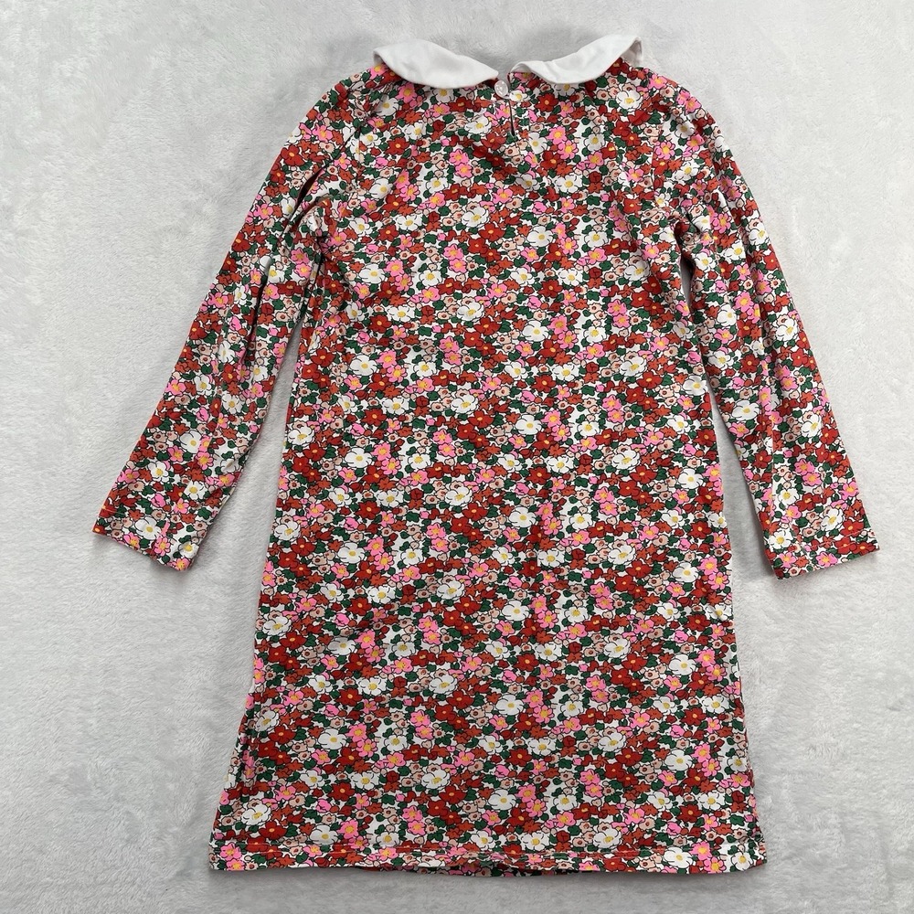 Boutique Floral Dress Girls 6-7Y Peter Pan Collar Bunny Pockets Cotton Bright - Picture 5 of 6